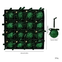 16PCS Glittering Christmas Ball Ornaments 2.36inch Shatterproof Sparkling Christmas Balls Set with Velvet Bows Xmas Hanging Pendants for Tree Wreath Home Holiday Party Decor (Green)