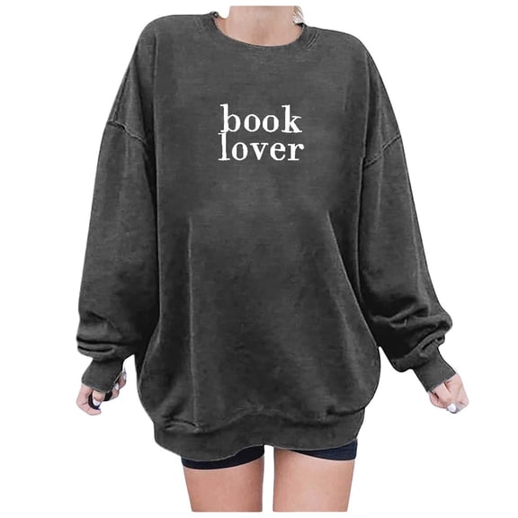 Sweatshirt for Women Sweat Shirts Women Long Sleeve Oversized Pullover for Women Dark Gray Sweatshirt for Woman Fall/Winter Clothes for Women Clothing for Women