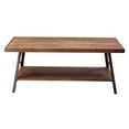 thumbnail image 3 of JERFIT Industrial Farmhouse Coffee Table with Storage Shelf, Rustic Oak Finish and Black Metal X-Base Accent for Living Room, 3 of 5