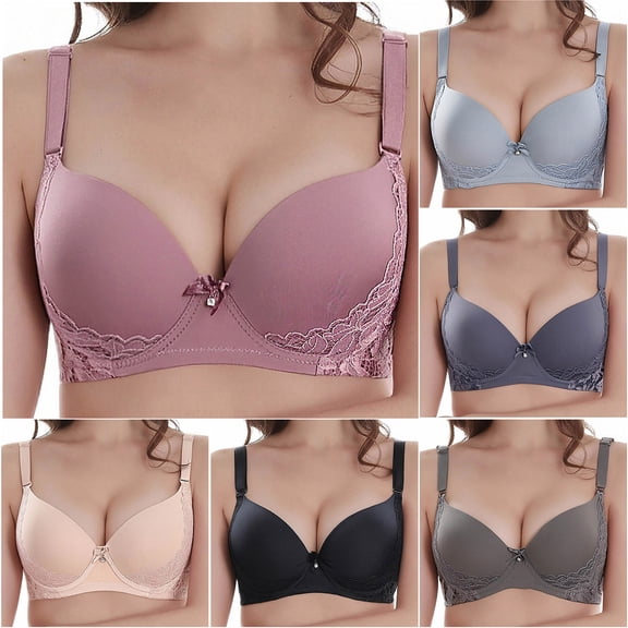 HVOBTTY Women's Underwire Push Up Bra Plus Size Lightweight Lifting Comfortable Daily Bra Purple, 48/110F