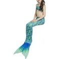thumbnail image 4 of Traje de baño de cola de pez para niña, cuello halter, corte ajustado, suave y flexible, conjunto de 3 piezas para piscina, fiesta, playa, verde, 120 cm/47,2 pulgadas, 4 of 13