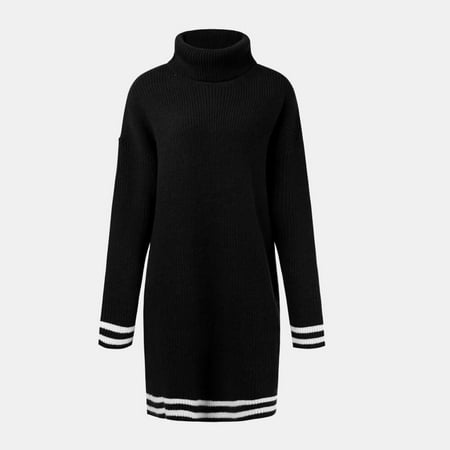 

Contrast Binding Turtle Neck Dress