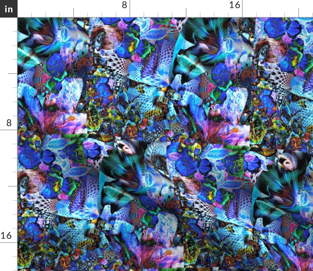 Spoonflower Fabric Iris Blues Abstract Printed on Organic Cotton Knit