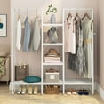 thumbnail image 1 of Freestanding Garment Rack, Clothes Rack with Double Rods and Storage Shelves, 1 of 7