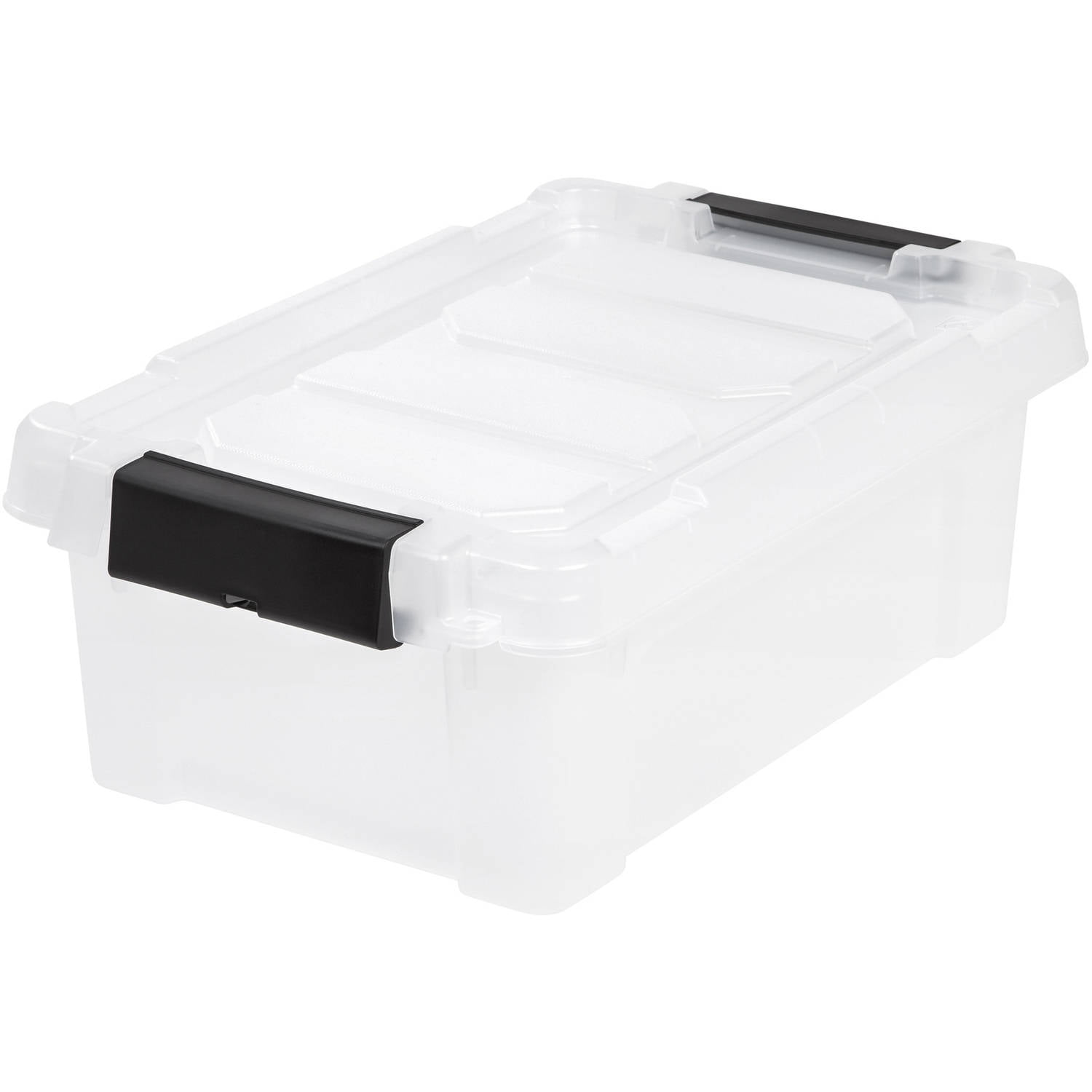 Clear with Black Buckle IRIS Hinged Storage Trunk 16.9 Gallons 