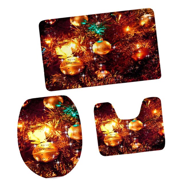 Funda de baño de Navidad 3 X De Alfombra De Alfombra De Bañera De De Tocador Alfombra De Franela - re re Fanmusic Funda de baño de Navidad