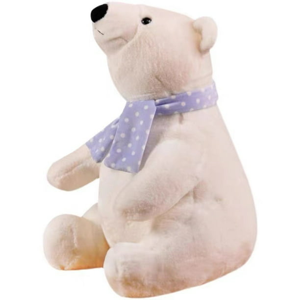 Muñeca de peluche con forma de oso polar de peluche, 30 cm, con bufanda
