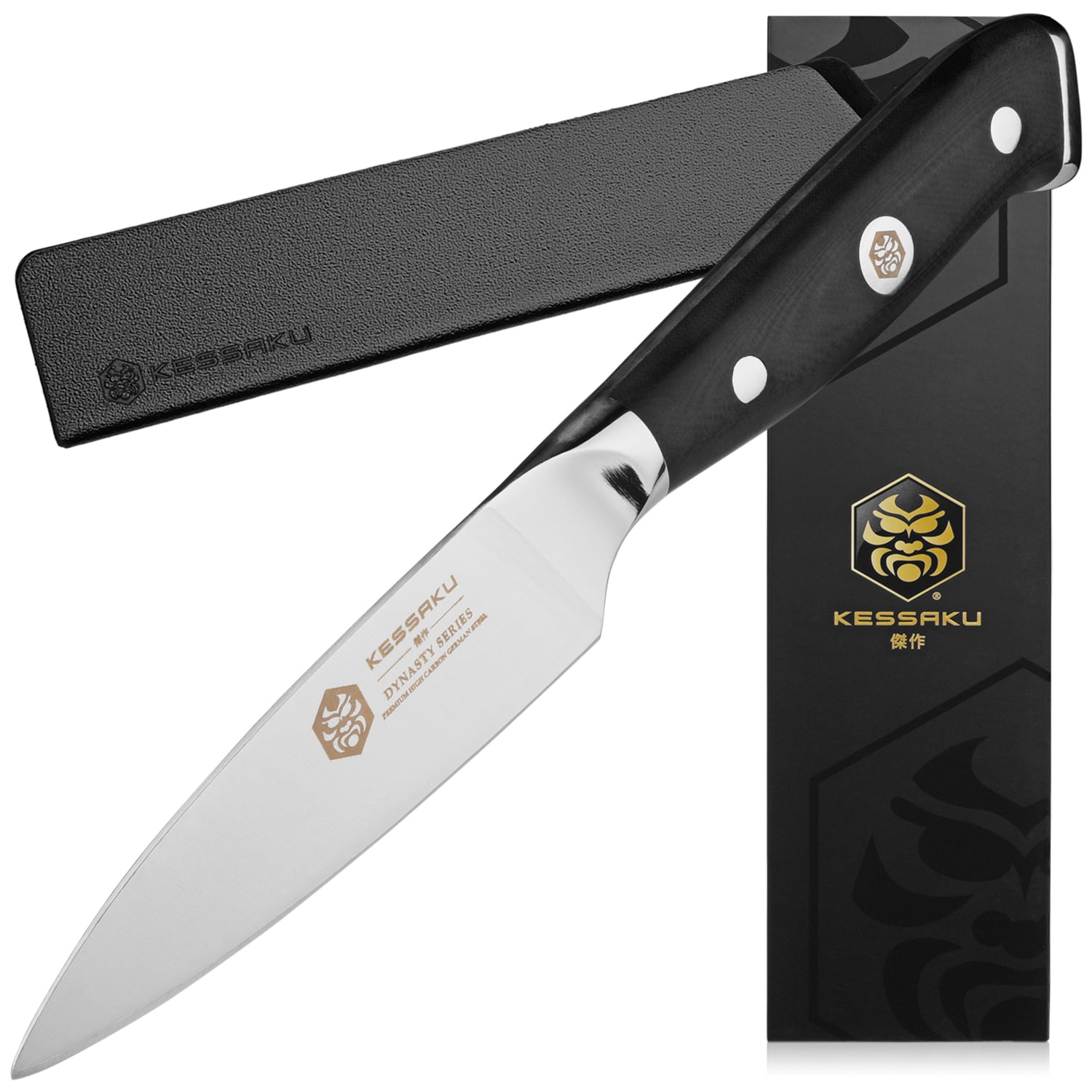 Kessaku 3.5-Inch Paring Knife - Dynasty Series - Forged ThyssenKrupp German HC Steel - G10 Handle with Blade Guard