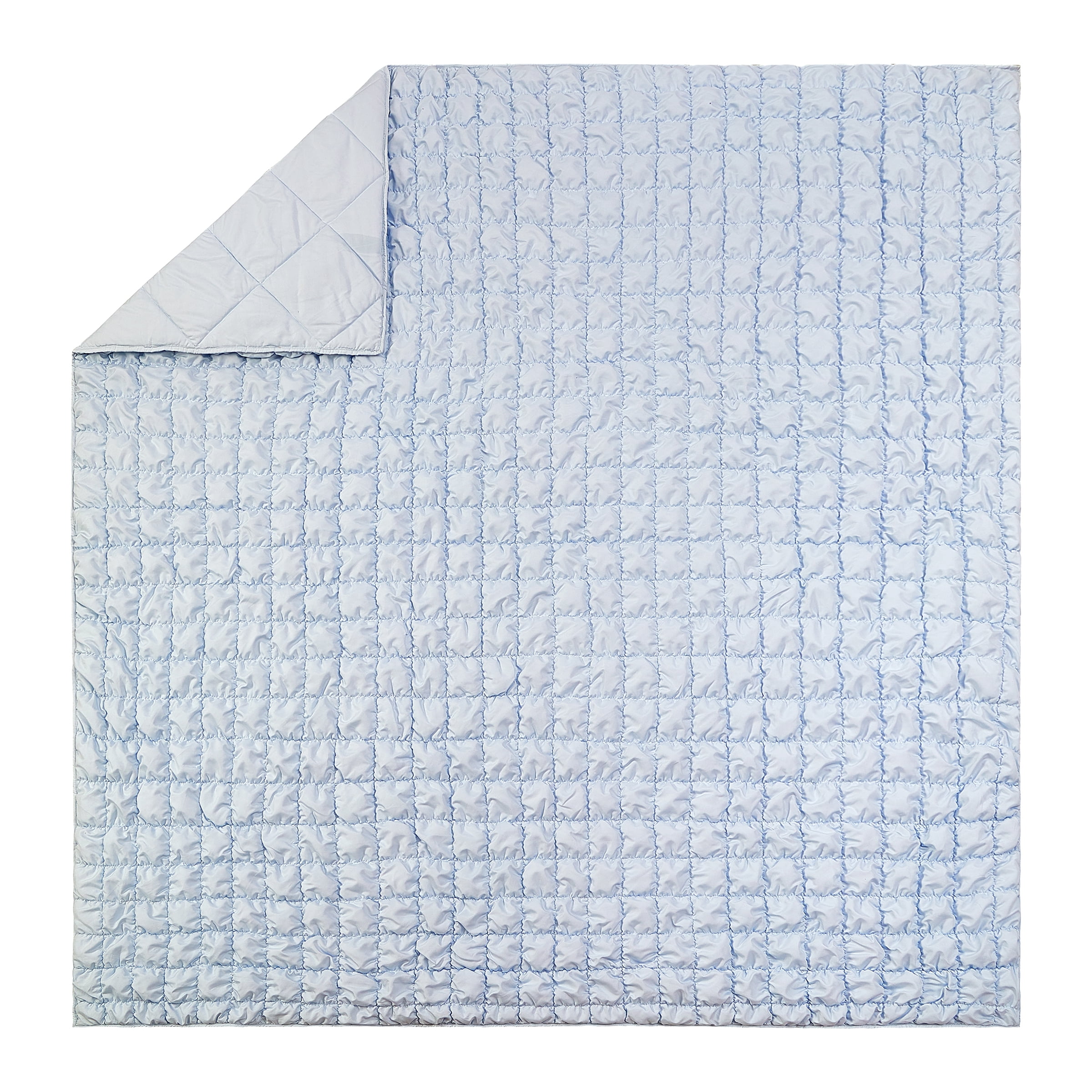 Urban Playground Kids and Teens Dreamy Clouds Marshmallow Blue 3-Piece Solid Quilt Set, Full/Queen
