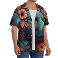 thumbnail image 2 of Gukieu Colorful Flower Dog A Print Men's Short-sleeved Shirts, Button-down Pocket Shirts, T-shirts, Beach Vacation Travel Summer Clothing-Large, 2 of 5