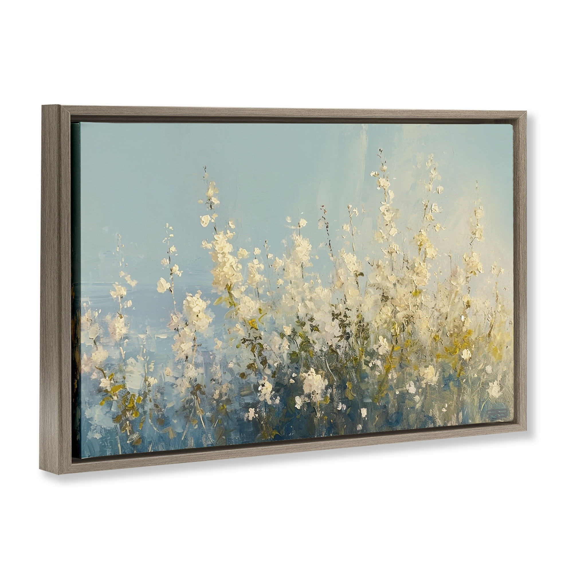 Stupell Industries Blooming Spring Garden Abstract Painting Brown Floater Framed Canvas Art Print Wall Art, 31 x 21