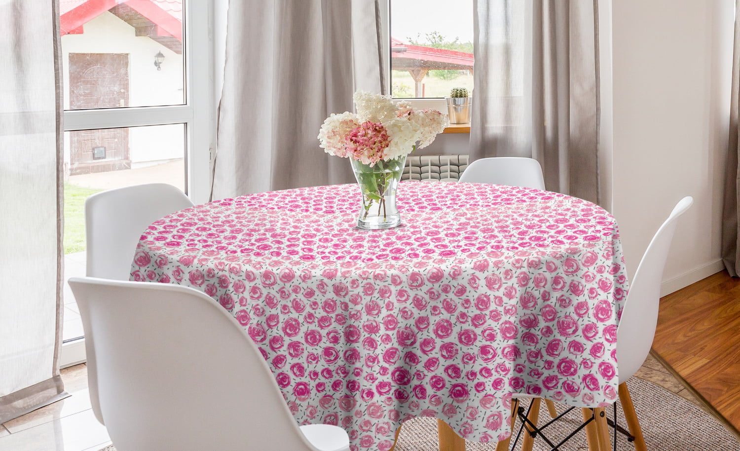 60 X 84 Print of Randomly Painted Flower on a Plain Background Pink Pastel Pink Ambesonne Rose Tablecloth Rectangular Table Cover for Dining Room Kitchen Decor