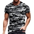 thumbnail image 6 of Dresfit Men's Camo Shirt Camouflage Crew Neck Work Out Tops Short Sleeve Musle Big and Tall Tennis Tees Basic Relaxed Fit T Shirts Gray XL, 6 of 6