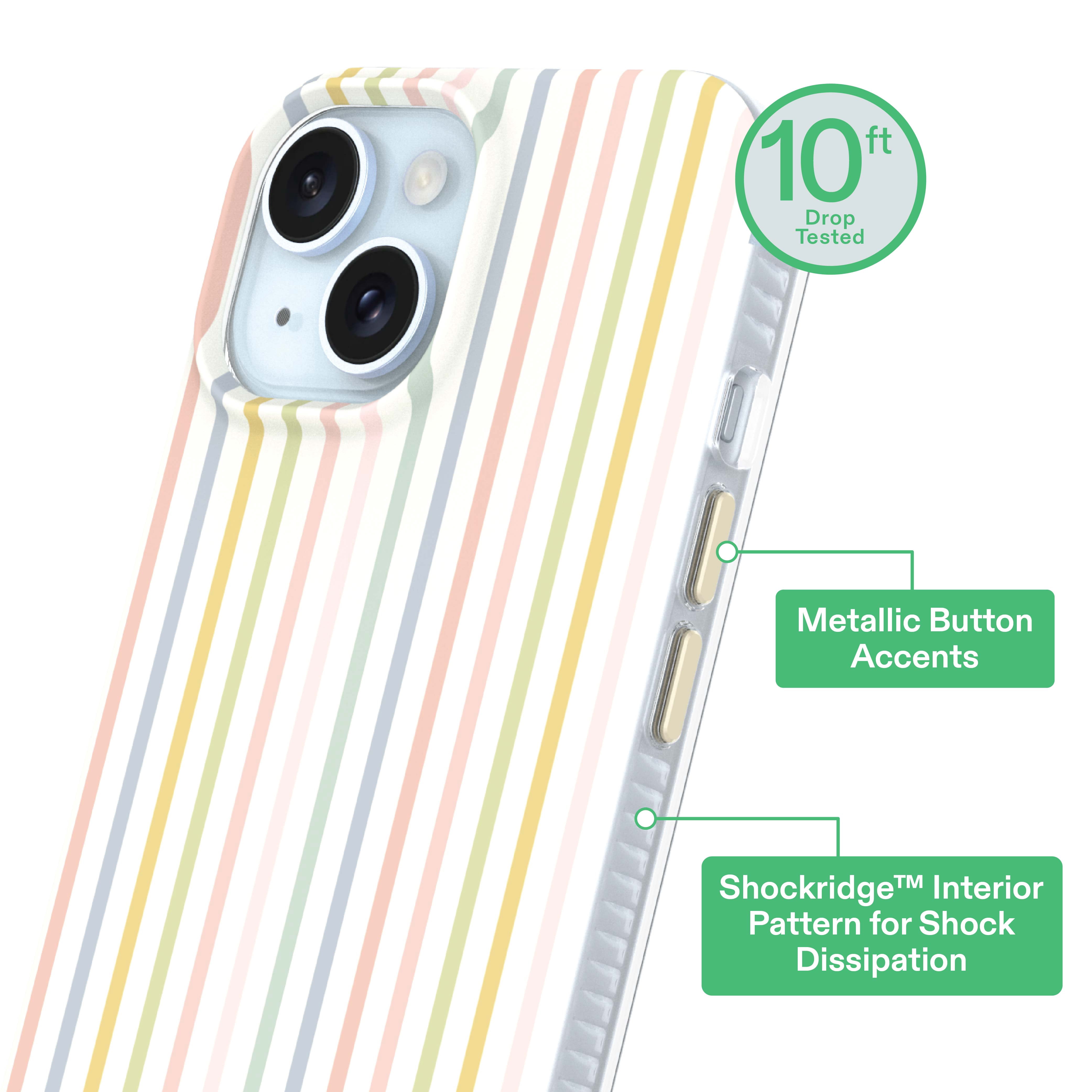 onn Phone Case for iPhone 17e / 16e / 15 / 14 / 13, MagSafe Compatible - Multicolor Stripe