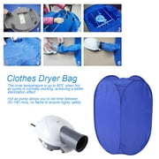 Yosoo Mini Dryer,Portable Clothes Dryer,Blue Mini Folding Ventless Electric Air Clothes Dryer Bag Folding Fast Drying Machine with Heater 110V US Plug