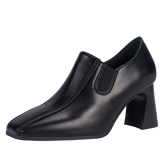 NECHOLOGY Botas Mujer Zapatos Botines de mujer Botines de mujer Simple Color sólido moda nuevo patrón punta cuadrada pequeños zapatos de cuero cómodo tacón grueso tacón cuadrado (Black, 7.5)
