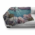 thumbnail image 3 of Sicily Soft Flannel Fleece Throw Blanket, Monte Cofano Mediterranean Sea in Vibrant Colors Rocky Coast Nature Morning Photo, Cozy Plush for Indoor and Outdoor Use, 50" x 70", Multicolor, by Ambesonne, 3 of 6