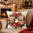thumbnail image 4 of LmnLft Santa Claus Linen Christmas Pillow Cover, Decorative Sofa Cushion with Girl Wreath and String Lights, Holiday Printed Throw Pillow, Seasonal Winter Decor, 4 of 6
