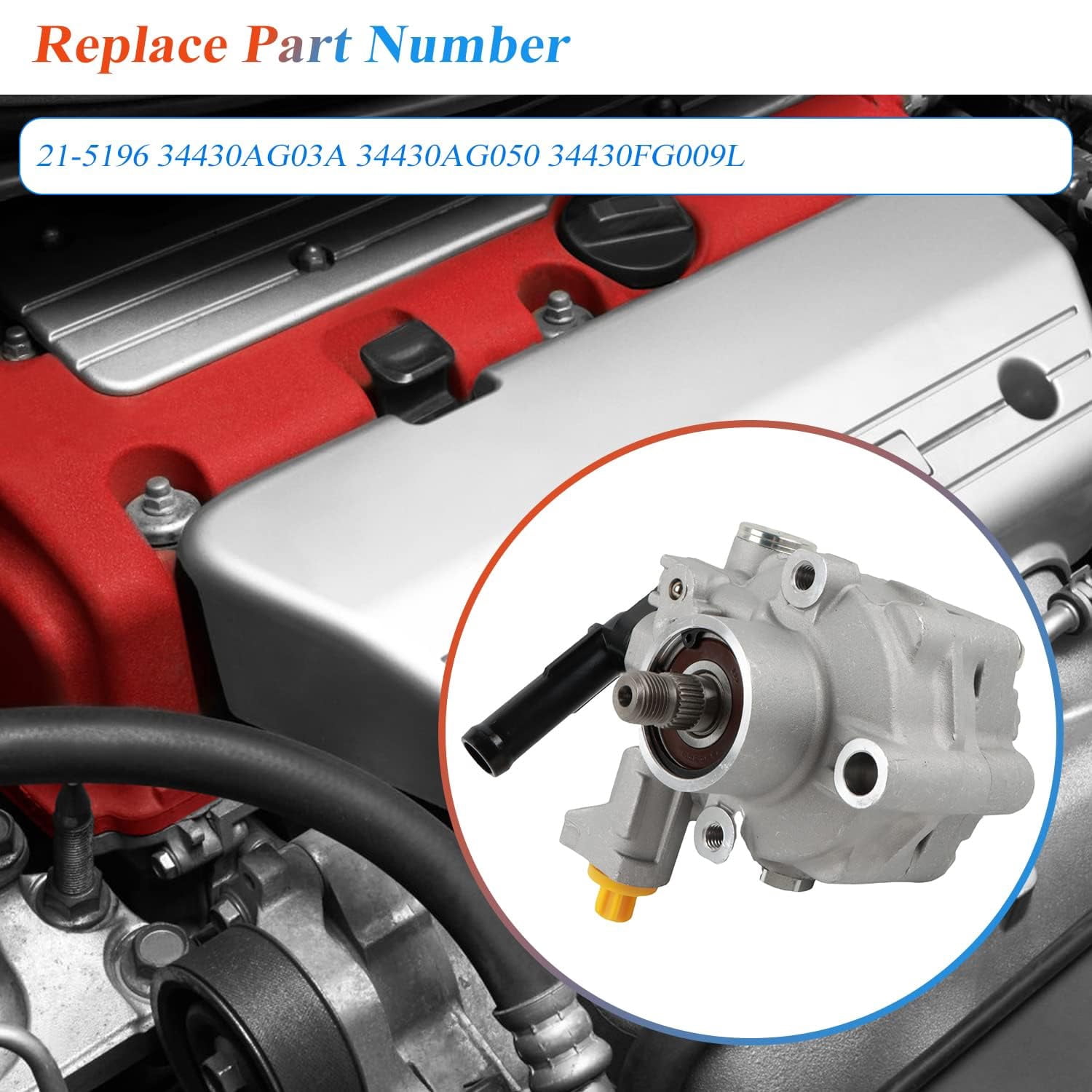 PANGOLIN Power Steering Pump 21-5196 Compatible with 2005-2014 Subaru Forester Impreza Legacy Outback 2.5L Power Assist Steering Pump Replace Part OE 34430AG03A, 34430AG03B, 34430AG0419L