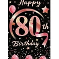 thumbnail image 4 of Pink Themed 80th Happy Birthday Banner with Balloons Stars and Bunting Background Party Decoration Photography Prop Birthday Party Supplies Photo Backdrop Decor for Celebration Event Decorations, 4 of 8
