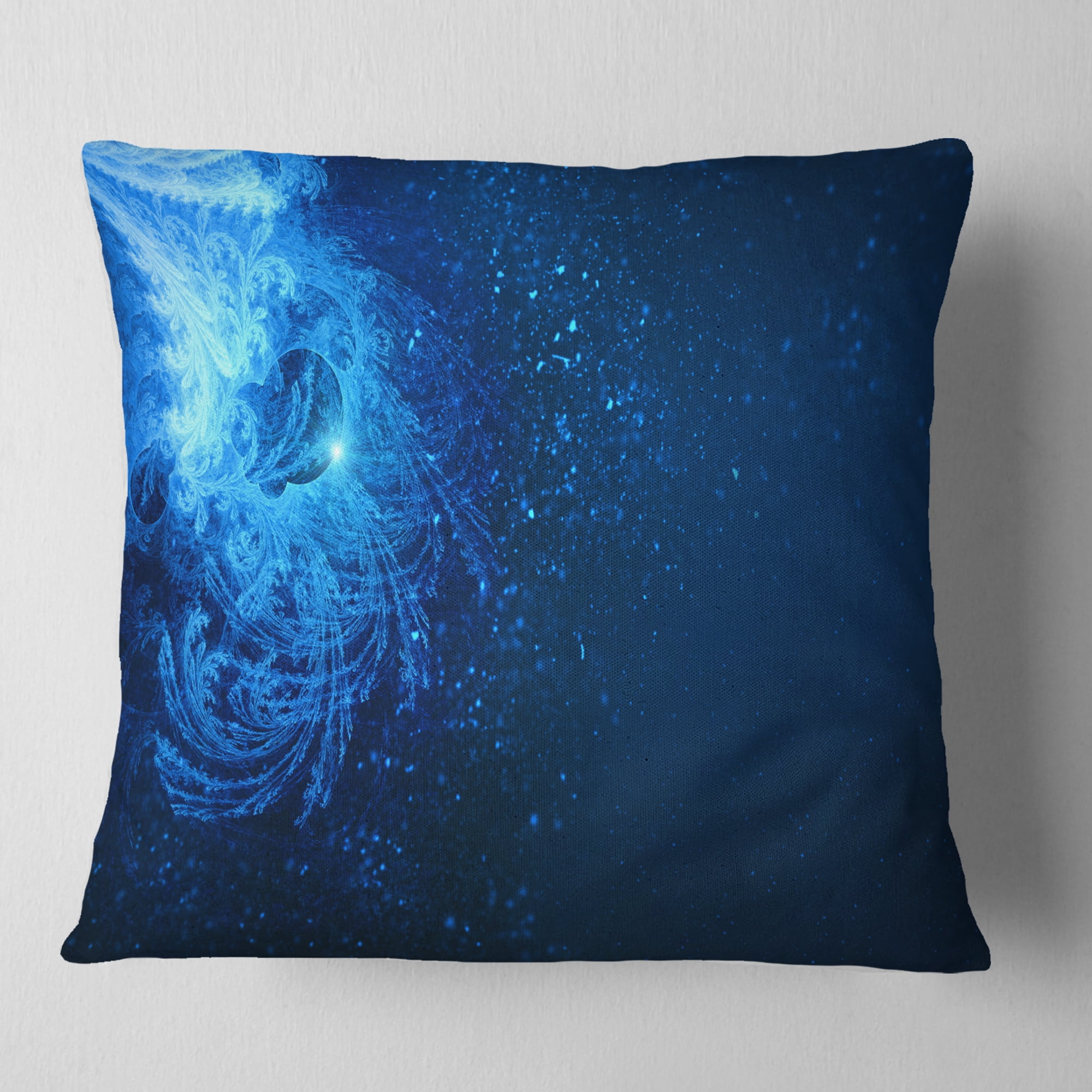 Designart Blue Falling Snow - Abstract Throw Pillow - 16x16