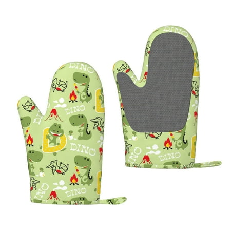 

Matuu Cute Dinosaurs Cartoon for Silicone Oven Gloves Heat Resistant Grilling Gloves Non-Slip Silicone Oven Mitt Great for Grilling Kitchen and Cooking