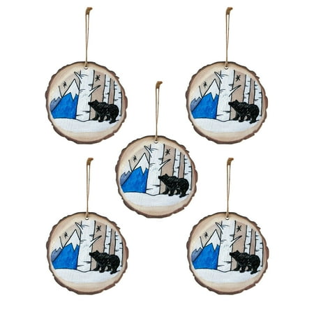 

Christmas Decorations Lovely Christmas Round Wooden Hanging Animal Print Pendant