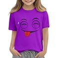 thumbnail image 6 of Auroural Girls Clothes 7-8 Shirts Kids Boys Girls Solid Color Funny Expression Print Short Sleeve Loose Comfortable T-Shirt Top Boys Summer Shirts, 6 of 6