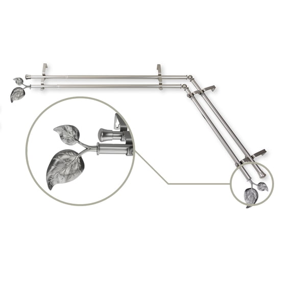 Contemporary Home Living 179" Silver Contemporary Double Corner Window Curtain Rod