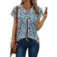 thumbnail image 2 of KISSMODA Womens Floral Tunic Top Short Sleeve Shirts Loose Fit Summer Tops, 2 of 4