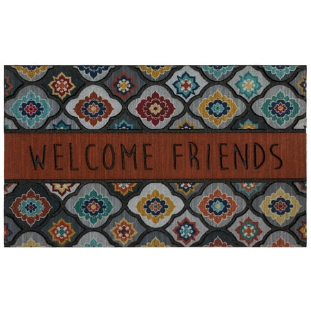 Mohawk Home Welcome Friends Medallion Outdoor Doormat, Multi-color, 18" x 30"