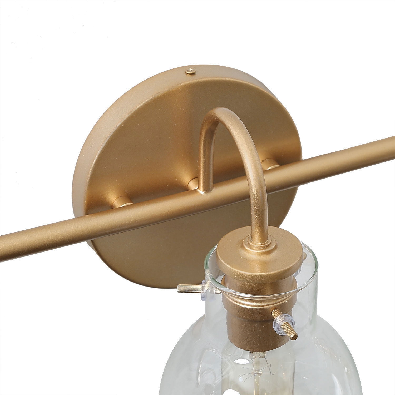 LNC 3-Light Gold Round Clear Glass Shade Modern Bathroom Vanity Lighting Fixutre