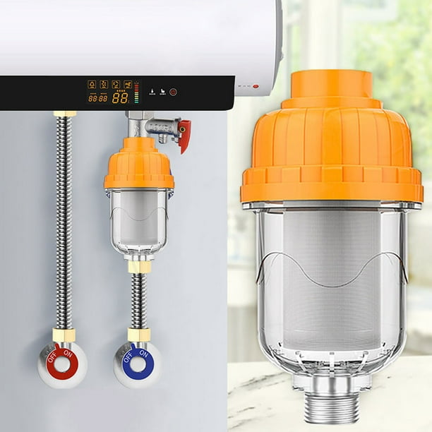 Fiudx Prefiltro para Calentador de Agua, Filtración de Red de Acero Inoxidable 316, Diseño de Copa de Filtro Transparente, Tecnología de Filtración de Precisión de 40 Μm, Apto para Electrodomésticos,