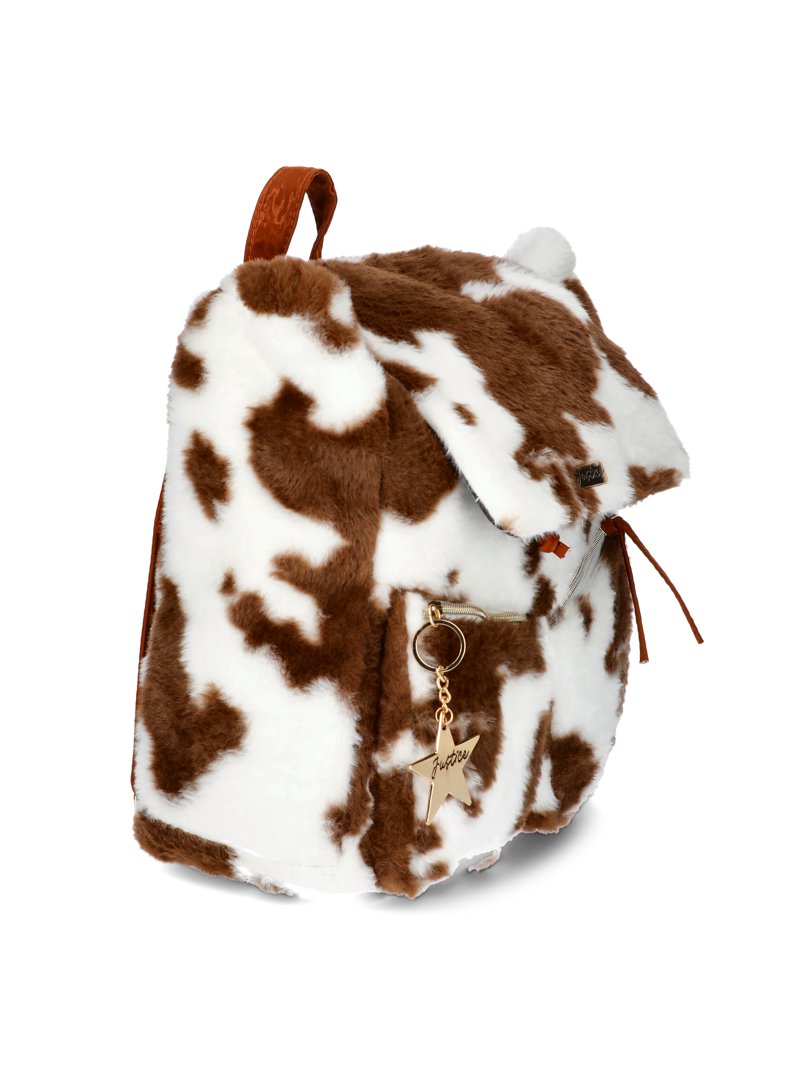 Justice Girls Cow Faux Fur Rucksack Backpack, Cow Print  display picture 2