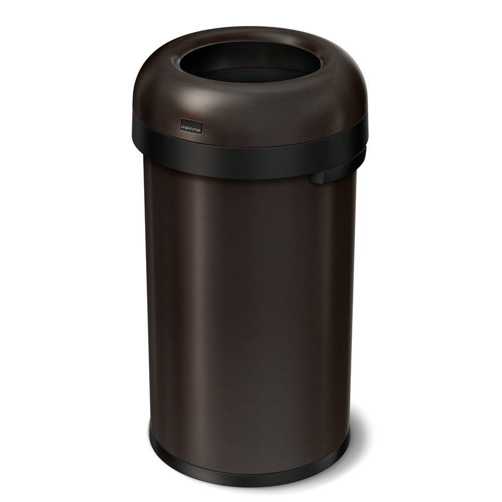 simplehuman 60 Liter / 16 Gallon Bullet Open Top Trash Can, Commercial