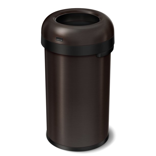 simplehuman 60 Liter / 16 Gallon Bullet Open Top Trash Can, Commercial