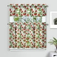 thumbnail image 2 of Kitchen Curtains 36 Inch Short - 3 Panel Set Strawberry Print, Rod Pocket Window Curtains 100% Polyester, Cute Fruit Valance for Farmhouse, Cafe, Living Room, Bedroom, Easy Wash, 2 of 6