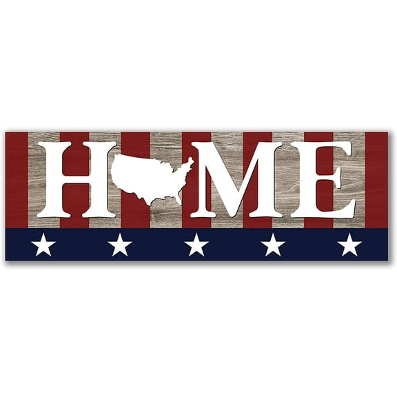 Home US Stars & Stripes Rustic Wood Wall Sign 6x18