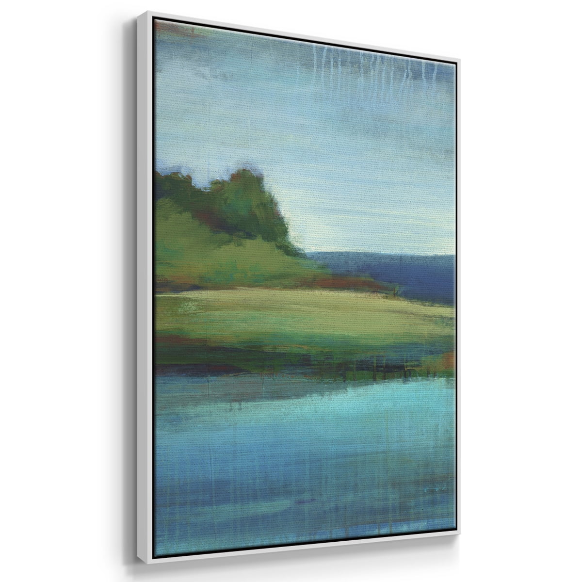 Silent Lakeside I Framed Premium Gallery Wrapped Canvas - Ready to Hang - 27 x 41 - White Floating Frame