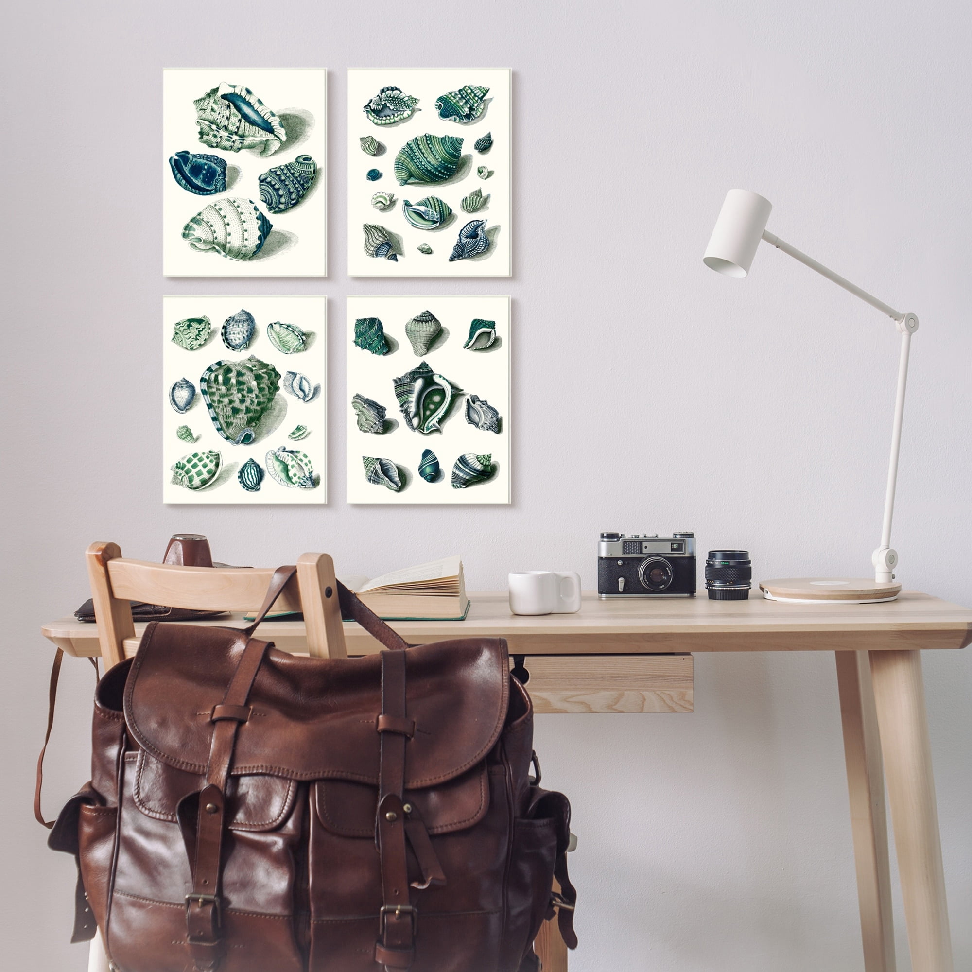 Stupell Industries Nautical Spiral Conch Shell Collage Blue Green Wall Plaque by Vision Studio