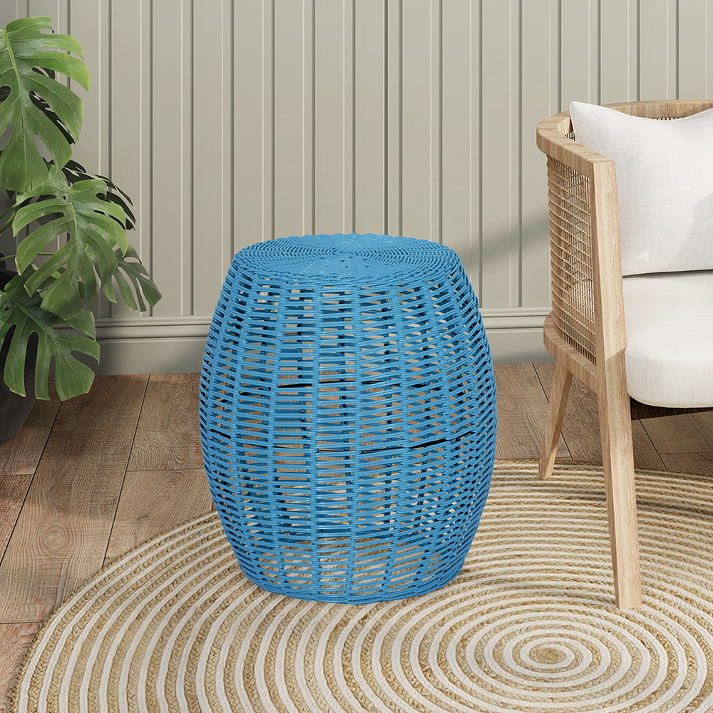 Abble Outdoor Patio Side Table, Small Round Metal End Table, Weather Resistant Accent Table for Outside Garden Stool, Outdoor Ottoman