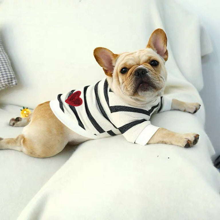 New Fashion Pet Stripes Shirt Love Print Cat Dog Clothing Small Girl Dog Clothes Winter Dog Sweaters for Medium Dogs Winter Turtleneck Dog Sweater Small Puppy Clothes Boy Min Pin Dog Coat
