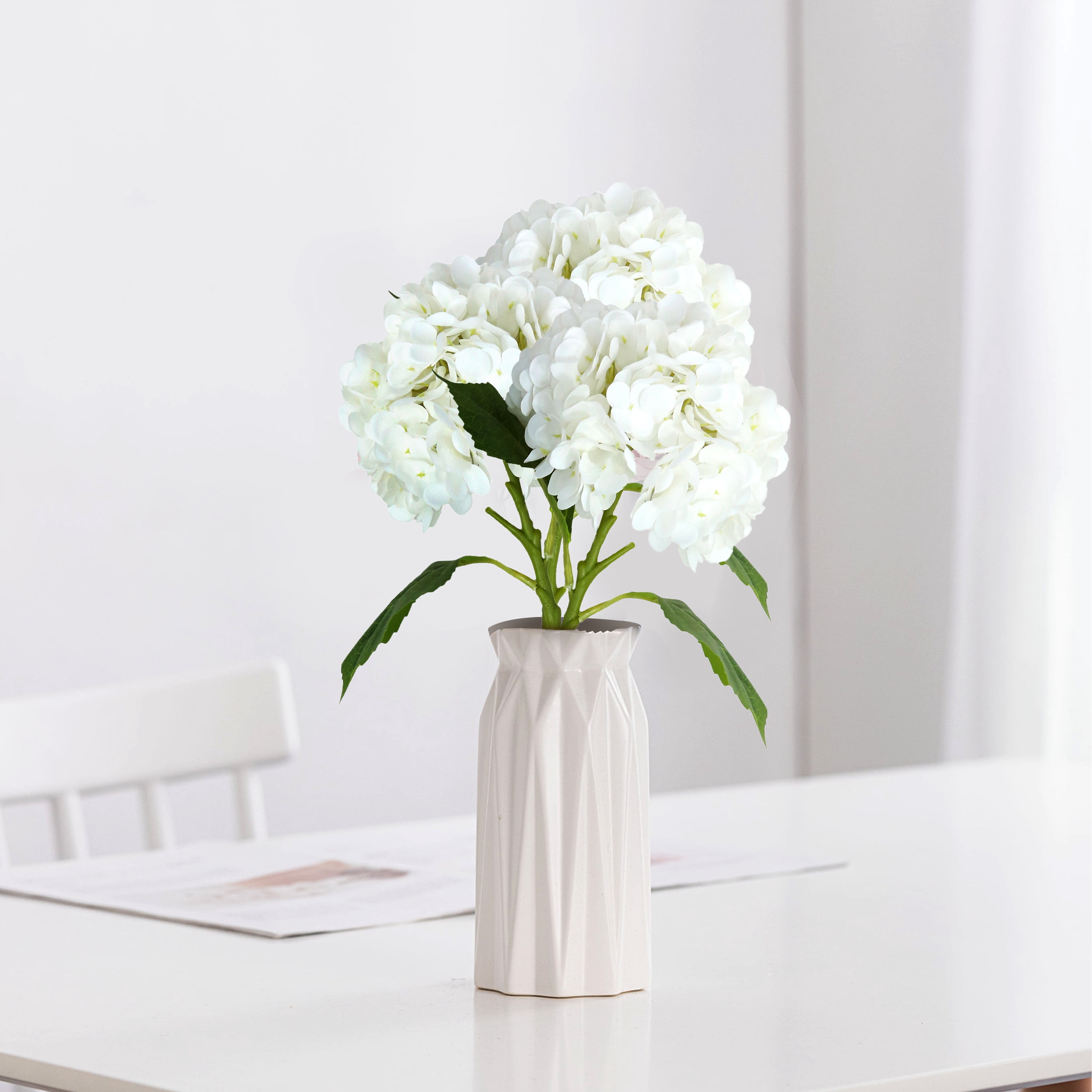 My Texas House Faux Hydrangea Stem, White, 17.75"