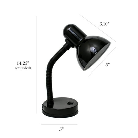 Simple Designs Basic Metal Desk Lamp with Flexible Hose Neck
