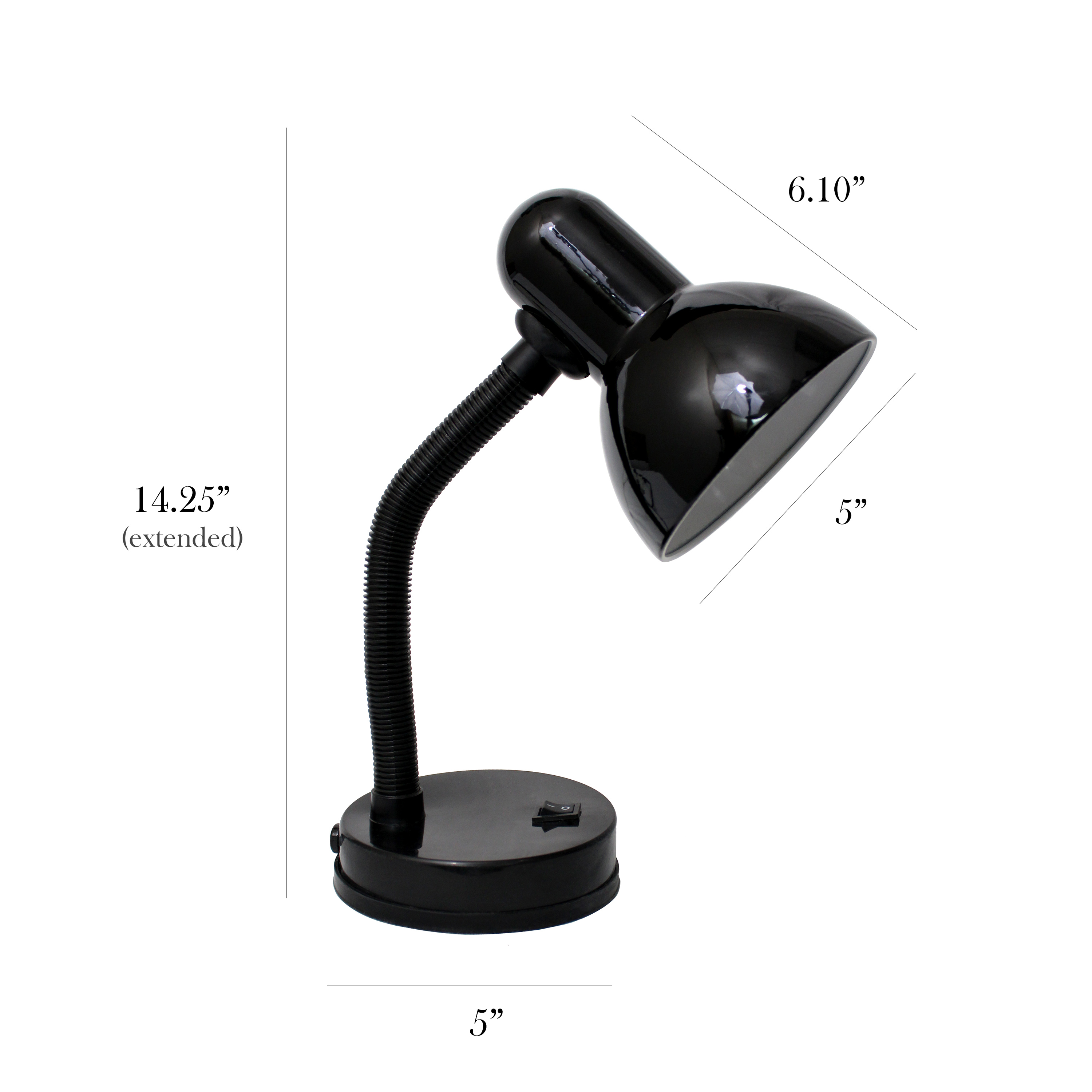 Simple Designs 14.25" Basic Metal Desk Lamp with Flexible Hose Neck, Black - image 4 of 13