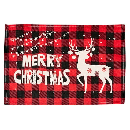 

Dtydtpe placemat Red And Black Christmas Table Placemats Christmas Rustic Vintage Washable Table Mats