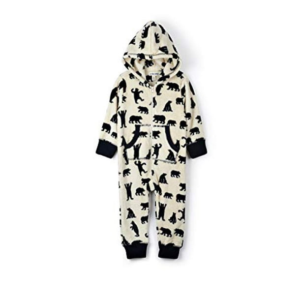 girls Kid s Hooded Fleece Jumpsuit Pajama Set, Kid s Jumpsuit Black