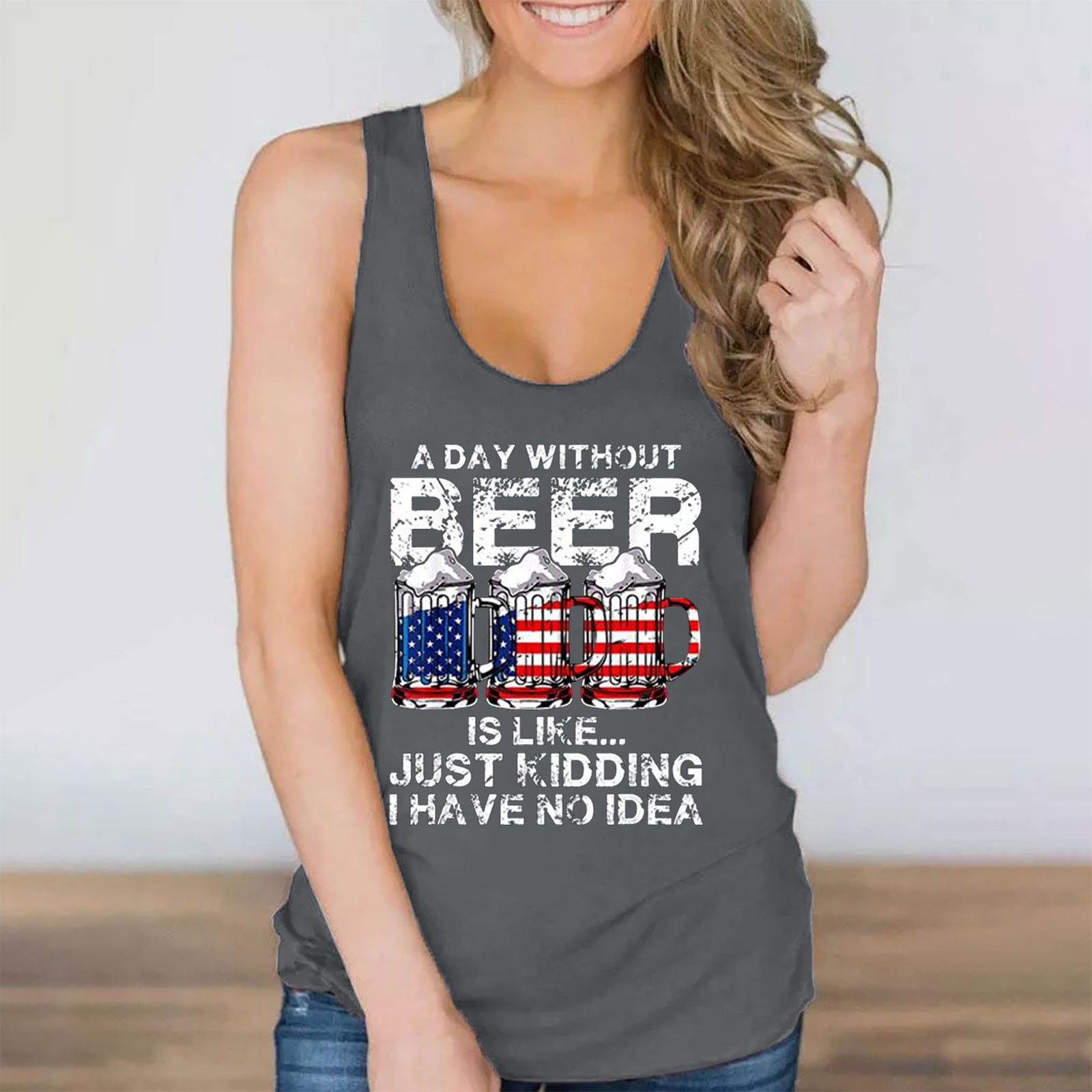 Sleeveless Shirts Blouse Dark Gray 