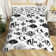 thumbnail image 2 of Erosebridal Cartoon Fish Duvet Cover Twin Size Cute Ocean Fish Bedding Set Black White Geometric Stripe Comforter Cover Set Sea Animal Underwater World Bedspread Cover,(No Comforter), 2 of 6