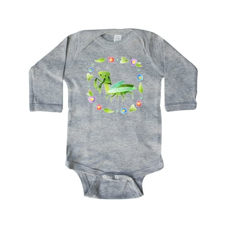 

Inktastic Praying Mantis with Flowers and Leaves Gift Baby Boy or Baby Girl Long Sleeve Bodysuit